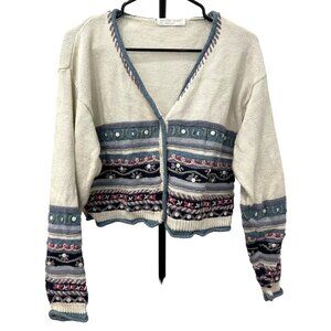 Vintage 90s Jennifer Reed Embroidered Cardigan Sweater Sz S